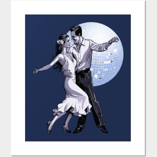 Salsa Couple Dancing With Ballroom Mirrorball Posters and Art